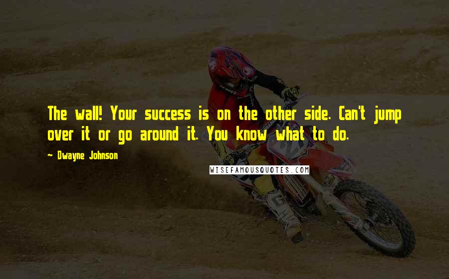 Dwayne Johnson Quotes: The wall! Your success is on the other side. Can't jump over it or go around it. You know what to do.