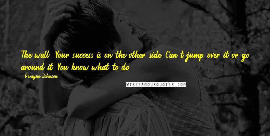 Dwayne Johnson Quotes: The wall! Your success is on the other side. Can't jump over it or go around it. You know what to do.