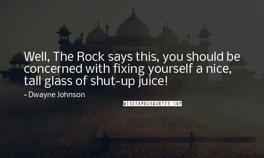 Dwayne Johnson Quotes: Well, The Rock says this, you should be concerned with fixing yourself a nice, tall glass of shut-up juice!