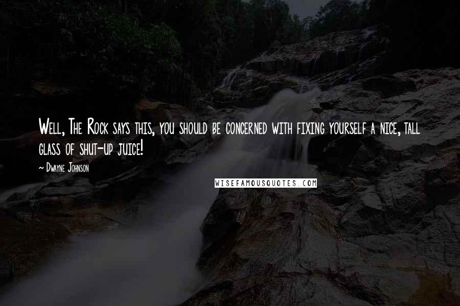 Dwayne Johnson Quotes: Well, The Rock says this, you should be concerned with fixing yourself a nice, tall glass of shut-up juice!