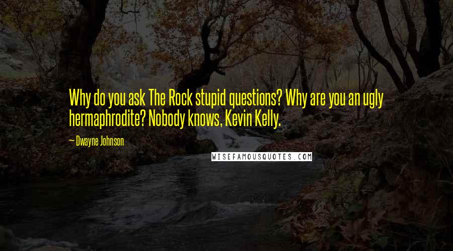 Dwayne Johnson Quotes: Why do you ask The Rock stupid questions? Why are you an ugly hermaphrodite? Nobody knows, Kevin Kelly.