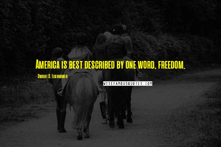 Dwight D. Eisenhower Quotes: America is best described by one word, freedom.