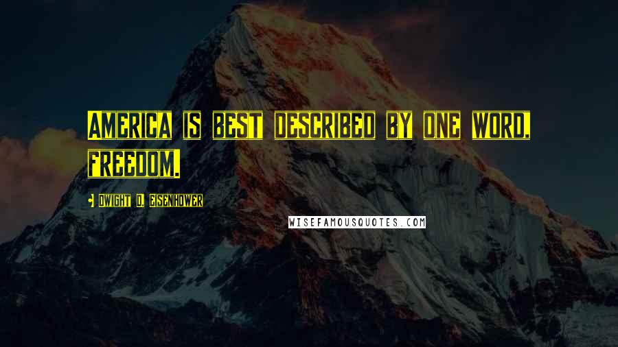 Dwight D. Eisenhower Quotes: America is best described by one word, freedom.