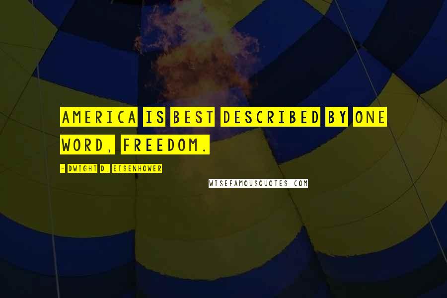Dwight D. Eisenhower Quotes: America is best described by one word, freedom.