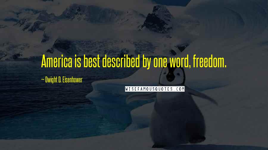 Dwight D. Eisenhower Quotes: America is best described by one word, freedom.