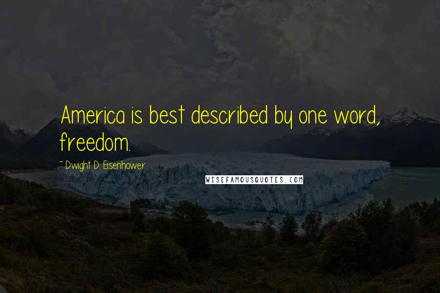 Dwight D. Eisenhower Quotes: America is best described by one word, freedom.