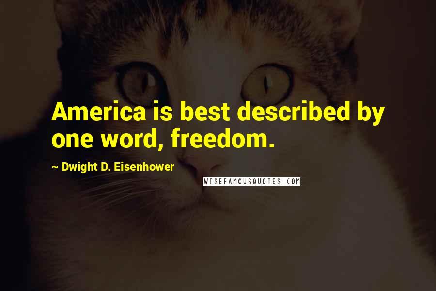 Dwight D. Eisenhower Quotes: America is best described by one word, freedom.