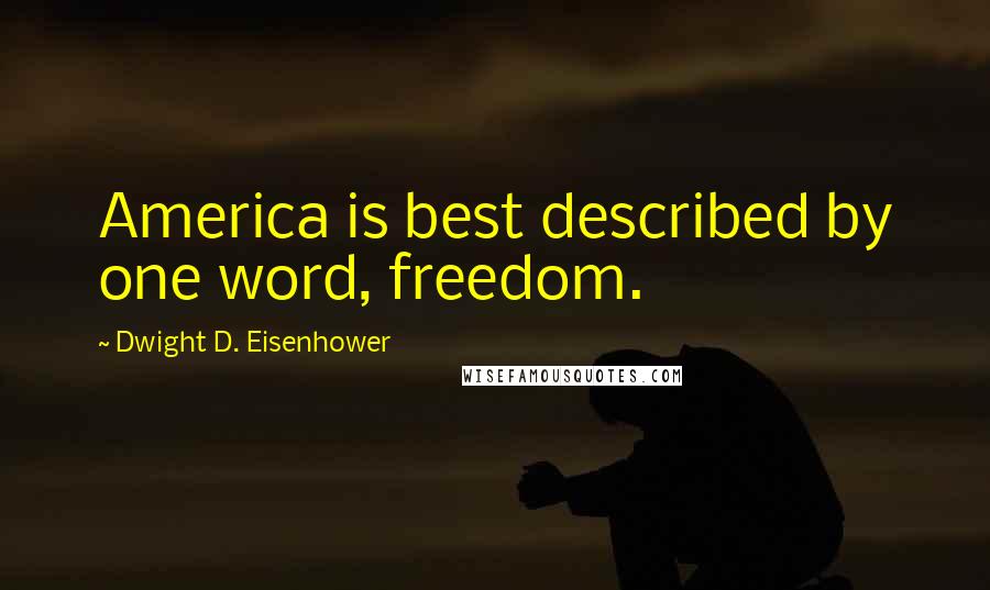 Dwight D. Eisenhower Quotes: America is best described by one word, freedom.