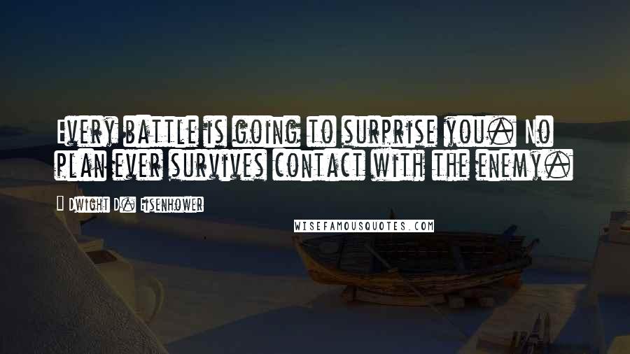 Dwight D. Eisenhower Quotes: Every battle is going to surprise you. No plan ever survives contact with the enemy.