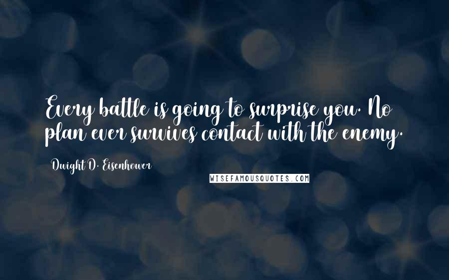 Dwight D. Eisenhower Quotes: Every battle is going to surprise you. No plan ever survives contact with the enemy.