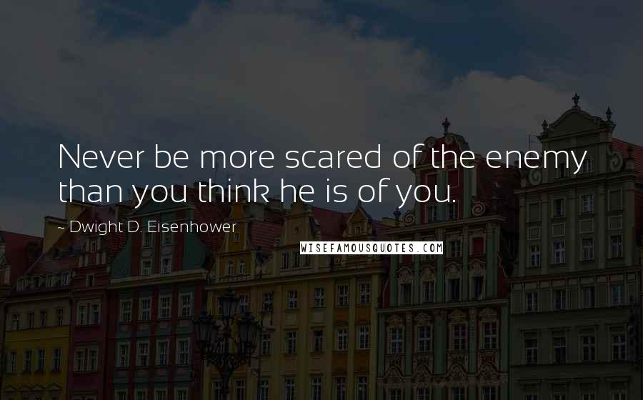 Dwight D. Eisenhower Quotes: Never be more scared of the enemy than you think he is of you.