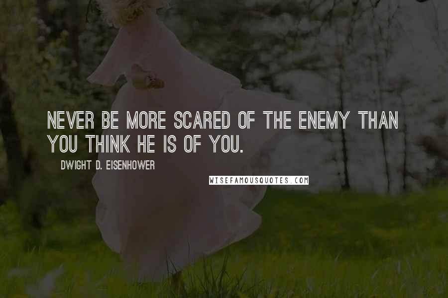 Dwight D. Eisenhower Quotes: Never be more scared of the enemy than you think he is of you.