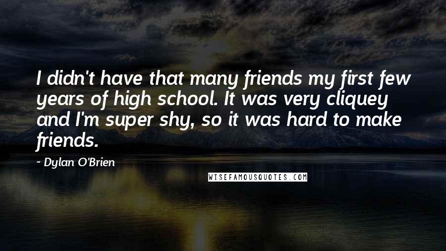 Dylan O'Brien Quotes: I didn't have that many friends my first few years of high school. It was very cliquey and I'm super shy, so it was hard to make friends.