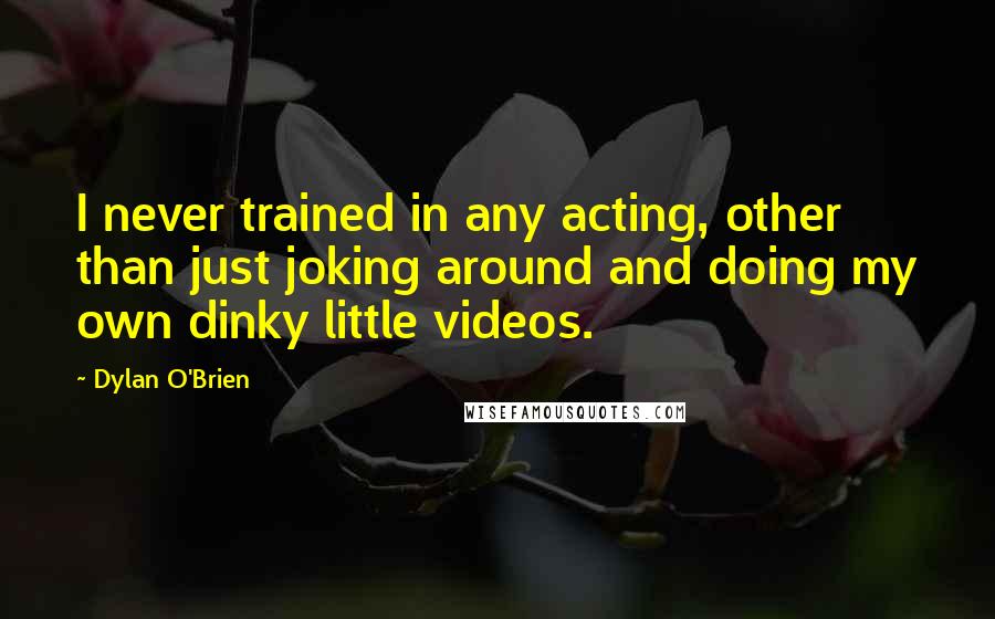 Dylan O'Brien Quotes: I never trained in any acting, other than just joking around and doing my own dinky little videos.