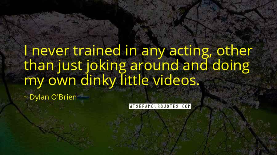 Dylan O'Brien Quotes: I never trained in any acting, other than just joking around and doing my own dinky little videos.