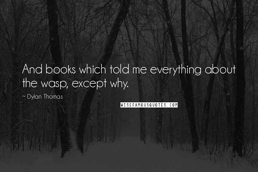 Dylan Thomas Quotes: And books which told me everything about the wasp, except why.