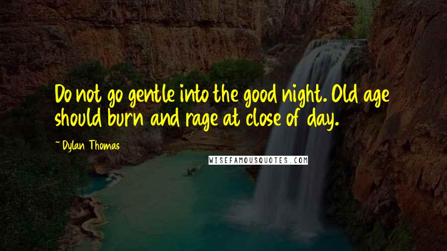 Dylan Thomas Quotes: Do not go gentle into the good night. Old age should burn and rage at close of day.