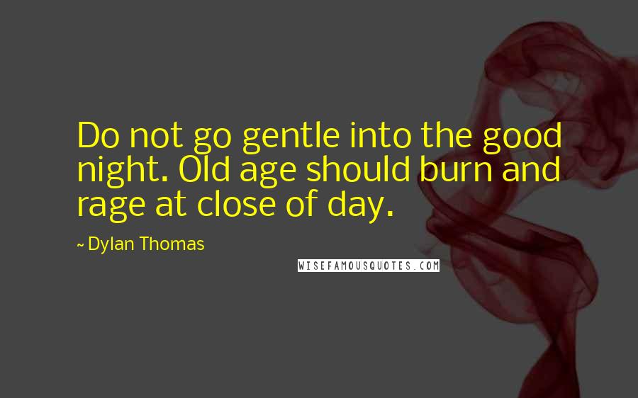 Dylan Thomas Quotes: Do not go gentle into the good night. Old age should burn and rage at close of day.