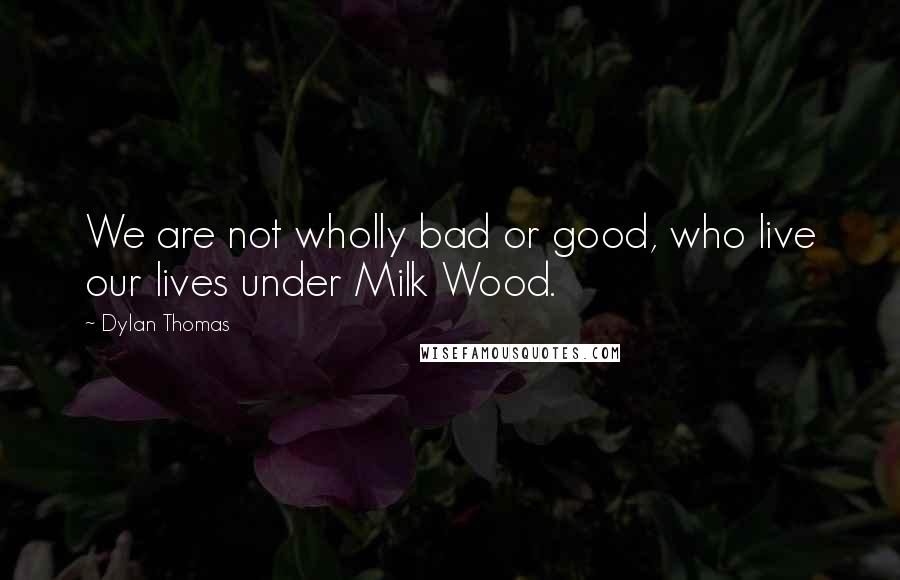 Dylan Thomas Quotes: We are not wholly bad or good, who live our lives under Milk Wood.