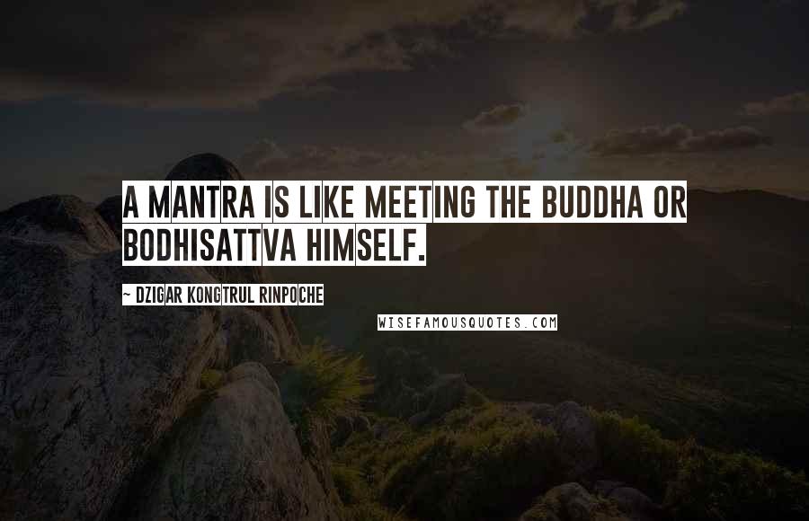 Dzigar Kongtrul Rinpoche Quotes: A mantra is like meeting the Buddha or Bodhisattva himself.