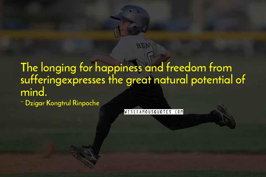 Dzigar Kongtrul Rinpoche Quotes: The longing for happiness and freedom from sufferingexpresses the great natural potential of mind.