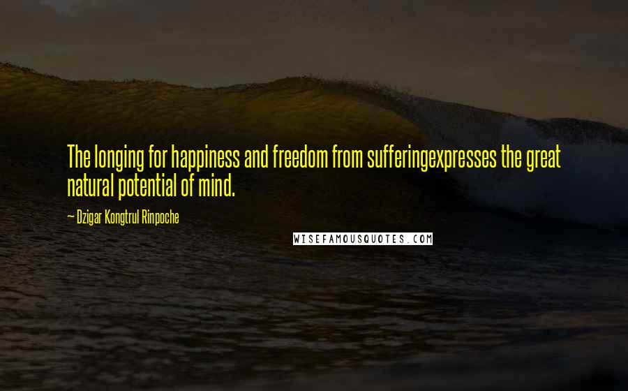 Dzigar Kongtrul Rinpoche Quotes: The longing for happiness and freedom from sufferingexpresses the great natural potential of mind.