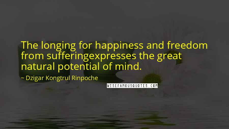 Dzigar Kongtrul Rinpoche Quotes: The longing for happiness and freedom from sufferingexpresses the great natural potential of mind.