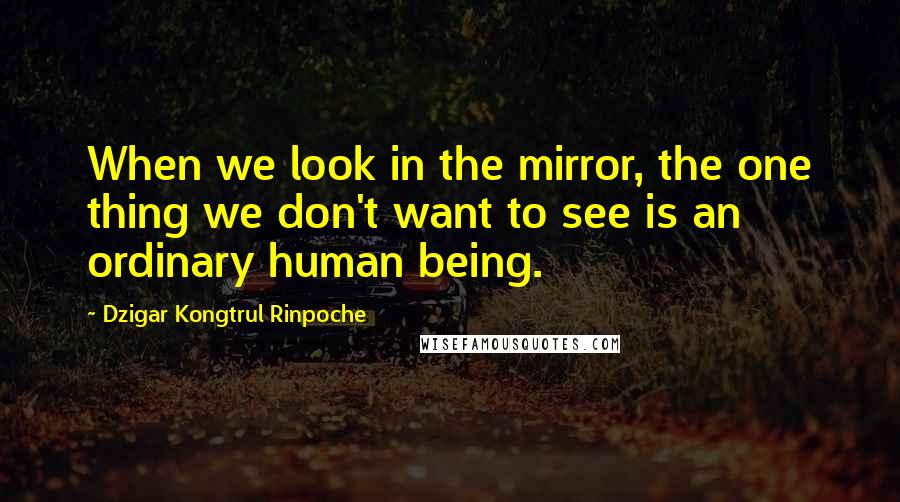 Dzigar Kongtrul Rinpoche Quotes: When we look in the mirror, the one thing we don't want to see is an ordinary human being.