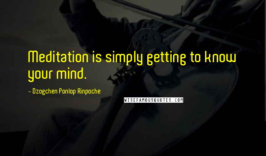 Dzogchen Ponlop Rinpoche Quotes: Meditation is simply getting to know your mind.