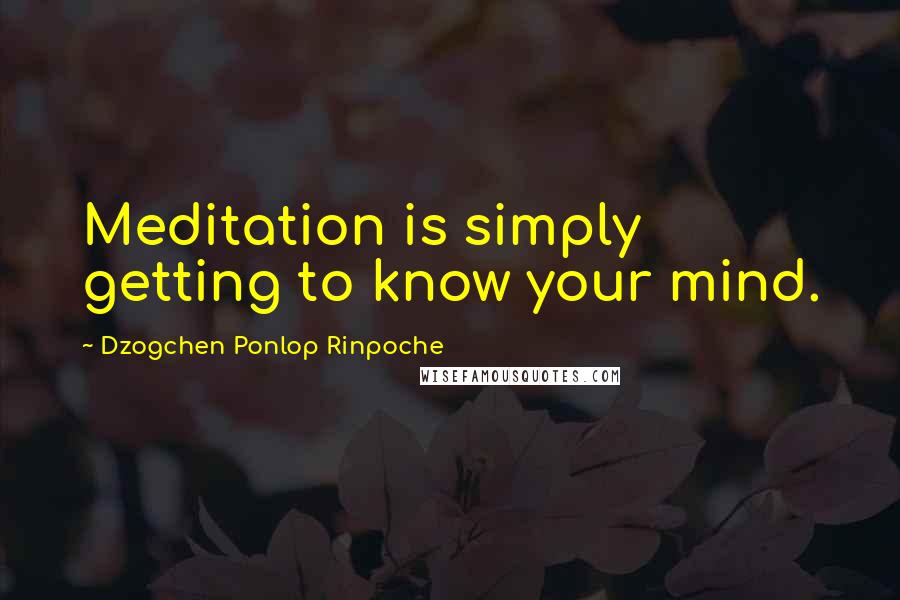 Dzogchen Ponlop Rinpoche Quotes: Meditation is simply getting to know your mind.