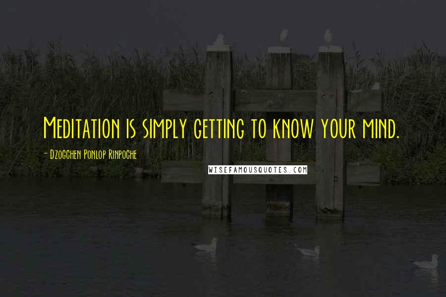 Dzogchen Ponlop Rinpoche Quotes: Meditation is simply getting to know your mind.