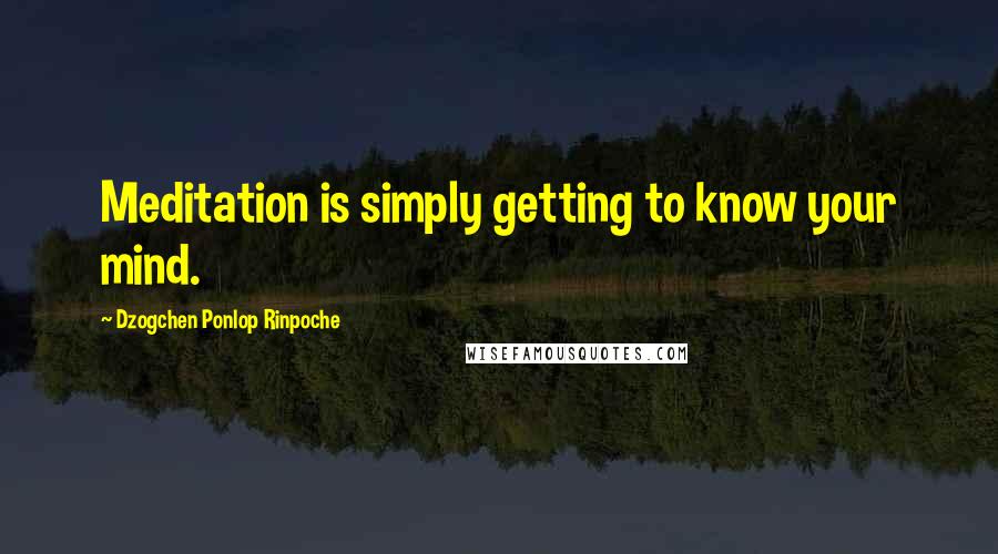 Dzogchen Ponlop Rinpoche Quotes: Meditation is simply getting to know your mind.