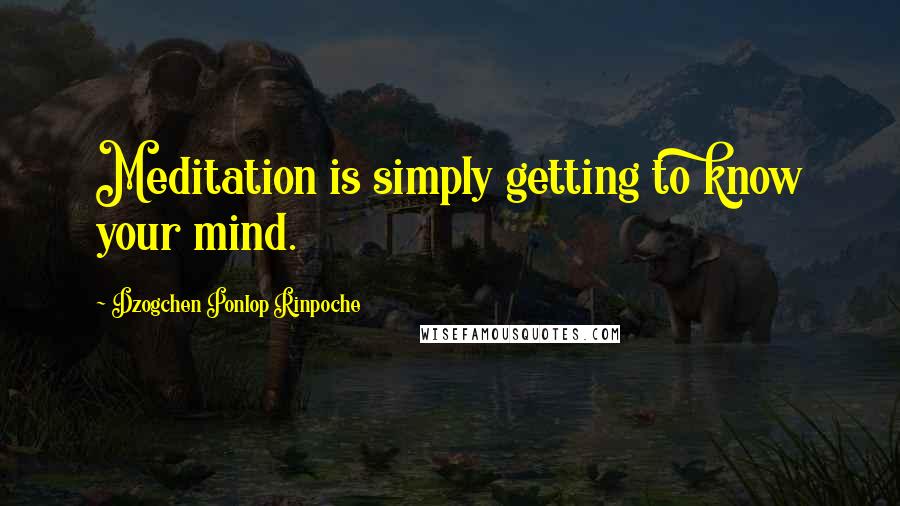 Dzogchen Ponlop Rinpoche Quotes: Meditation is simply getting to know your mind.