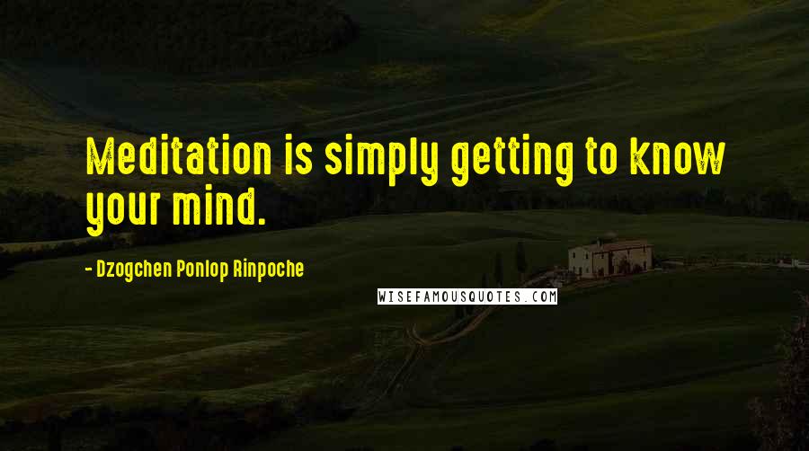 Dzogchen Ponlop Rinpoche Quotes: Meditation is simply getting to know your mind.