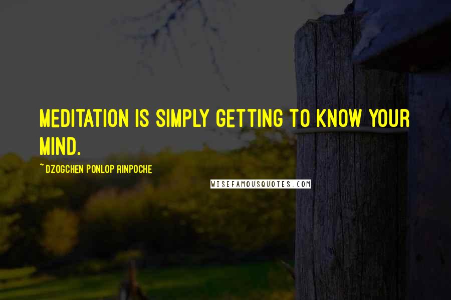 Dzogchen Ponlop Rinpoche Quotes: Meditation is simply getting to know your mind.
