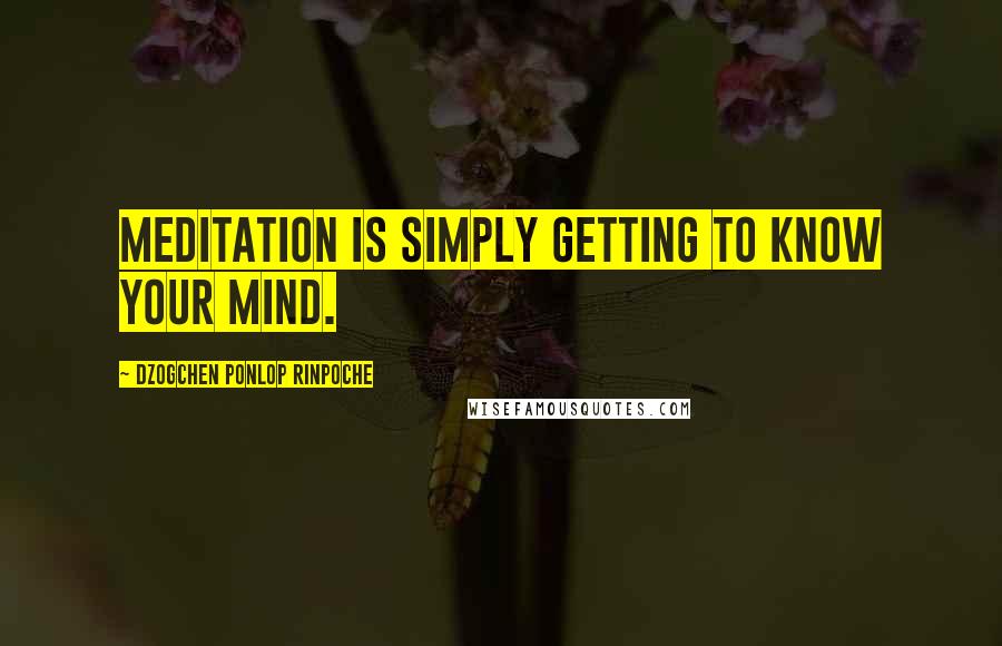 Dzogchen Ponlop Rinpoche Quotes: Meditation is simply getting to know your mind.