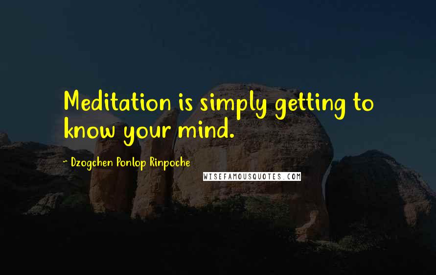 Dzogchen Ponlop Rinpoche Quotes: Meditation is simply getting to know your mind.