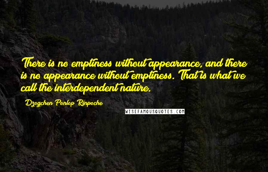 Dzogchen Ponlop Rinpoche Quotes: There is no emptiness without appearance, and there is no appearance without emptiness. That is what we call the interdependent nature.