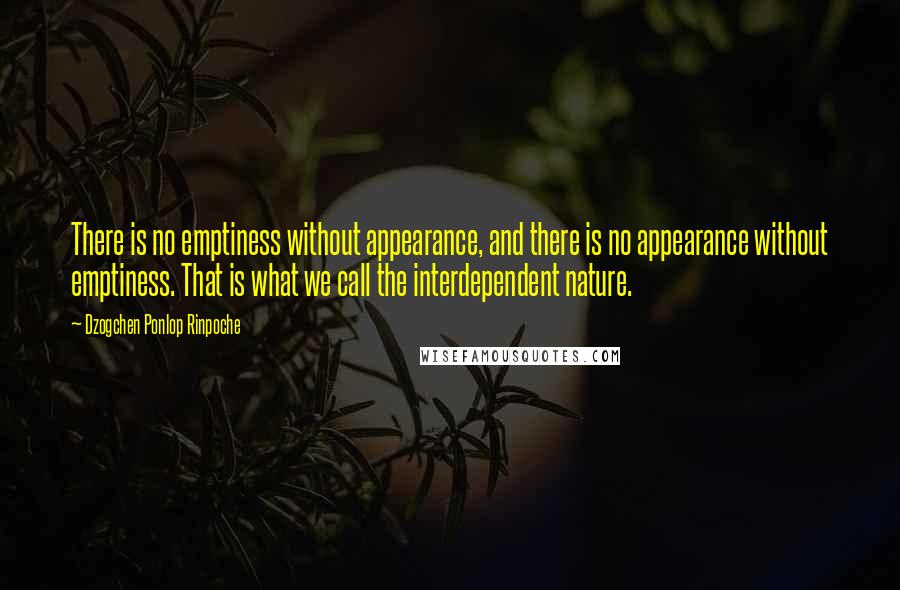 Dzogchen Ponlop Rinpoche Quotes: There is no emptiness without appearance, and there is no appearance without emptiness. That is what we call the interdependent nature.