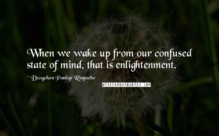 Dzogchen Ponlop Rinpoche Quotes: When we wake up from our confused state of mind, that is enlightenment.