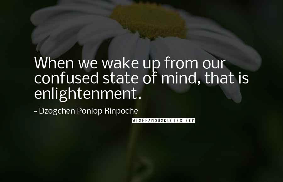 Dzogchen Ponlop Rinpoche Quotes: When we wake up from our confused state of mind, that is enlightenment.