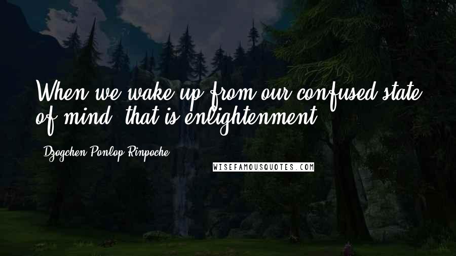 Dzogchen Ponlop Rinpoche Quotes: When we wake up from our confused state of mind, that is enlightenment.