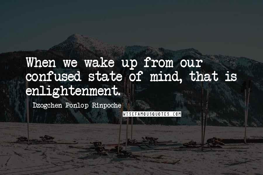 Dzogchen Ponlop Rinpoche Quotes: When we wake up from our confused state of mind, that is enlightenment.