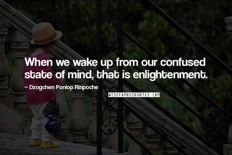 Dzogchen Ponlop Rinpoche Quotes: When we wake up from our confused state of mind, that is enlightenment.