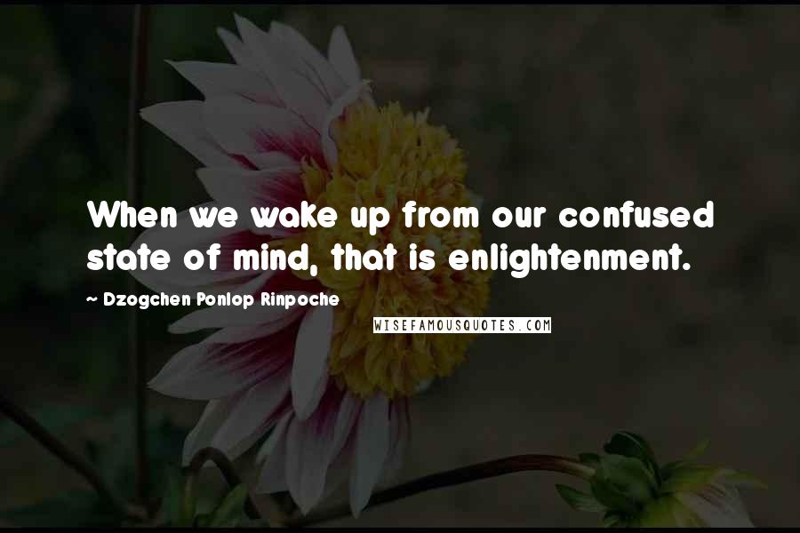 Dzogchen Ponlop Rinpoche Quotes: When we wake up from our confused state of mind, that is enlightenment.