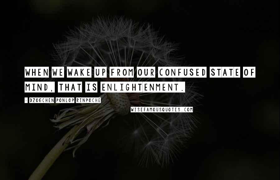 Dzogchen Ponlop Rinpoche Quotes: When we wake up from our confused state of mind, that is enlightenment.