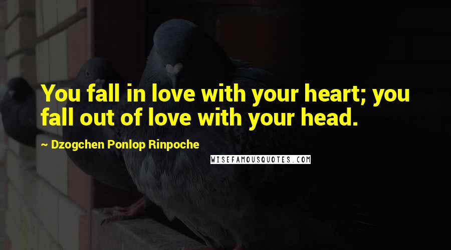 Dzogchen Ponlop Rinpoche Quotes: You fall in love with your heart; you fall out of love with your head.