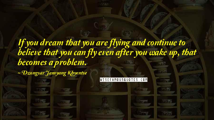 Dzongsar Jamyang Khyentse Quotes: If you dream that you are flying and continue to believe that you can fly even after you wake up, that becomes a problem.