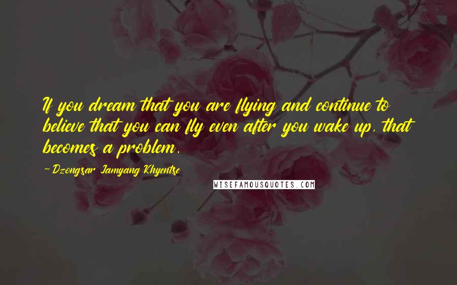 Dzongsar Jamyang Khyentse Quotes: If you dream that you are flying and continue to believe that you can fly even after you wake up, that becomes a problem.