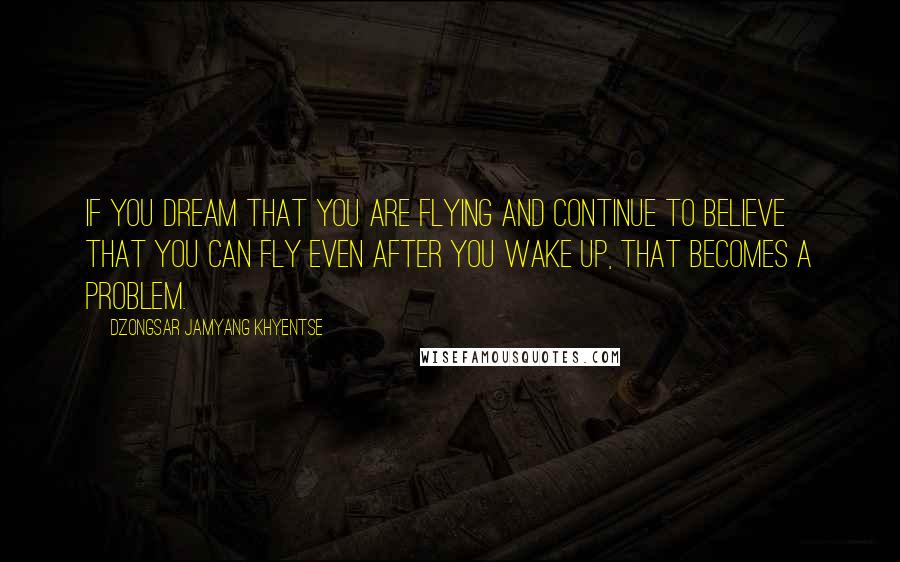 Dzongsar Jamyang Khyentse Quotes: If you dream that you are flying and continue to believe that you can fly even after you wake up, that becomes a problem.